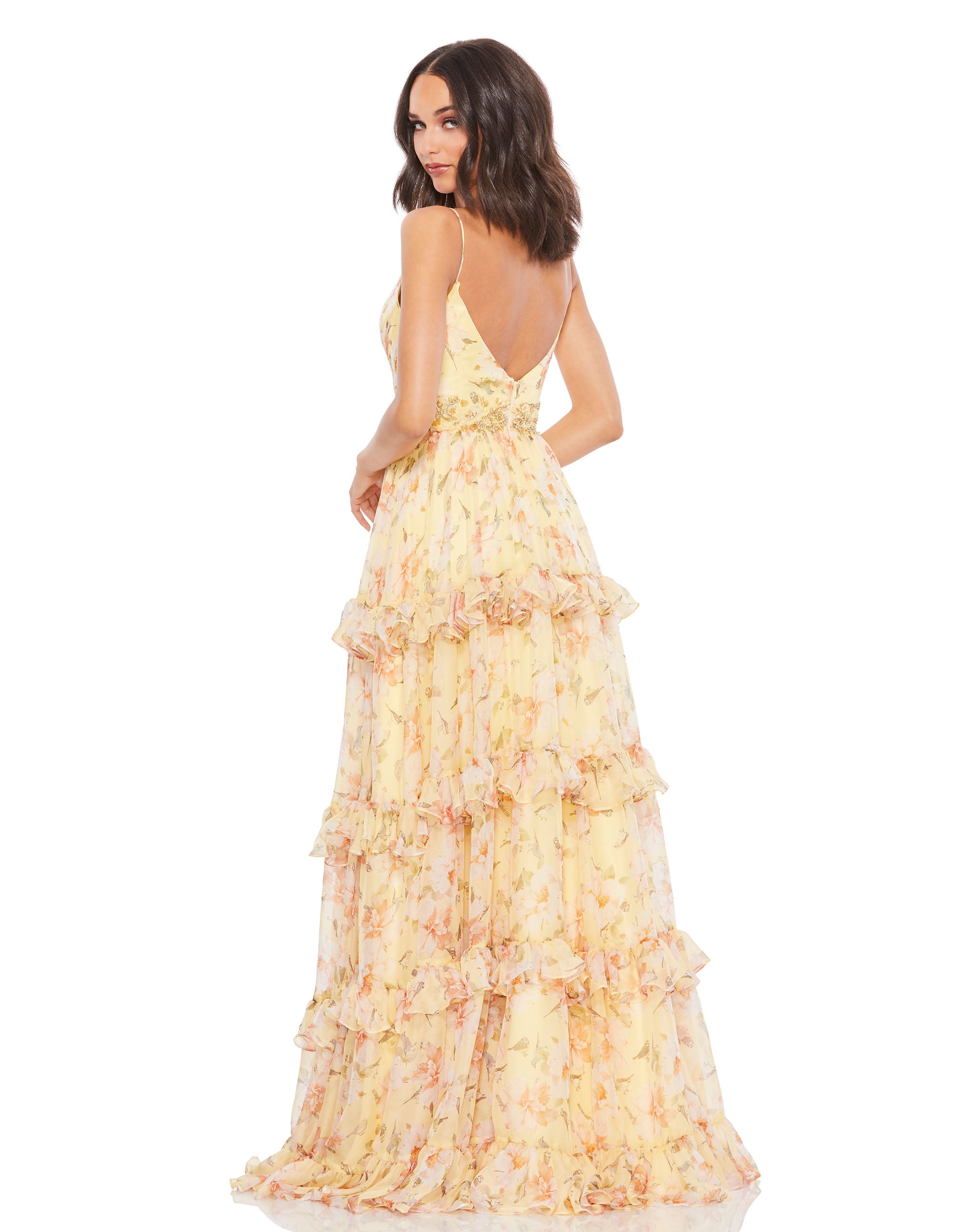 Tiered Floral Chiffon Gown – Mac Duggal